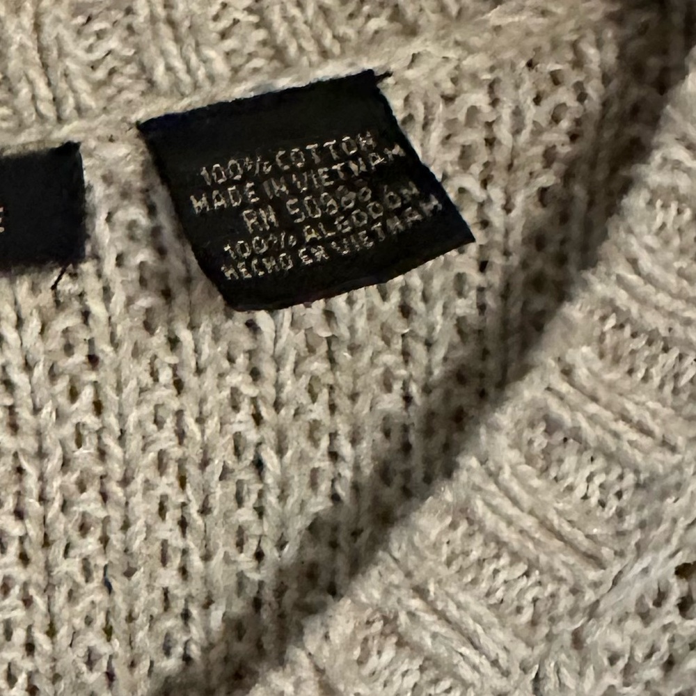 100% Cotton Oversized Oatmeal Cable Knit Sweater - Picture 3 of 4